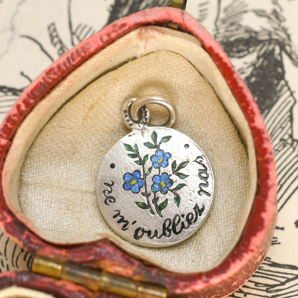 Antique French Forget-Me-Not Enamel Charm