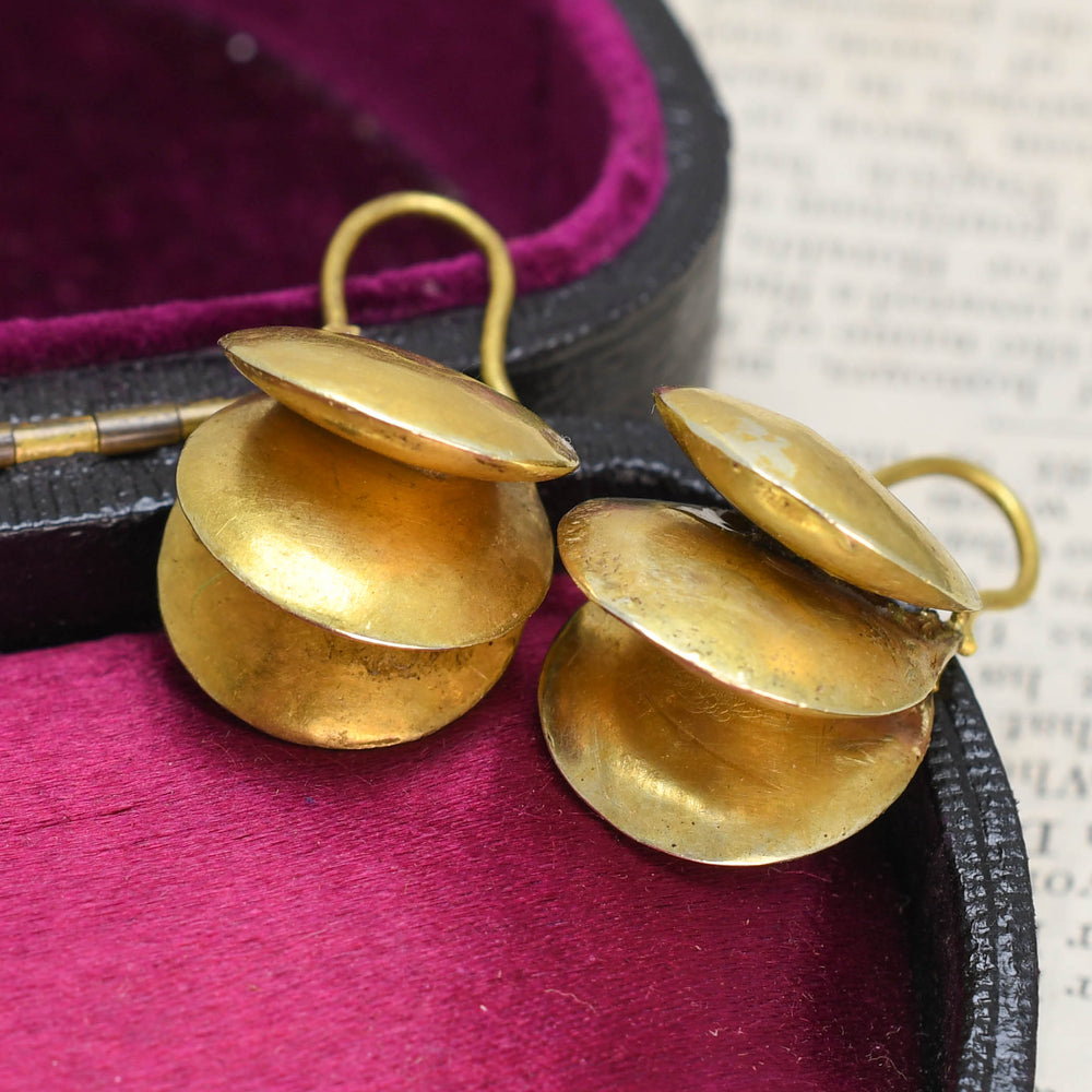 Georgian 15k Gold Navicella Earrings