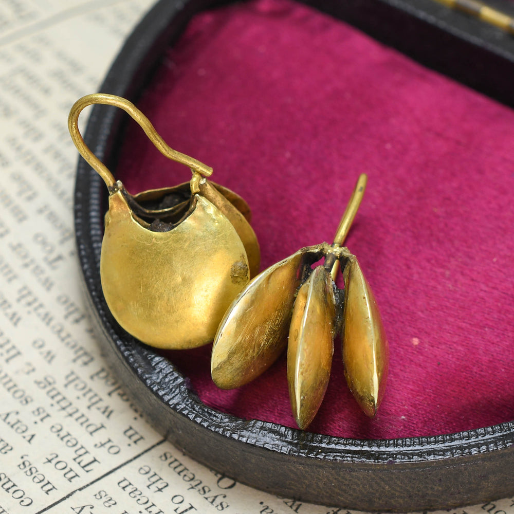 Georgian 15k Gold Navicella Earrings