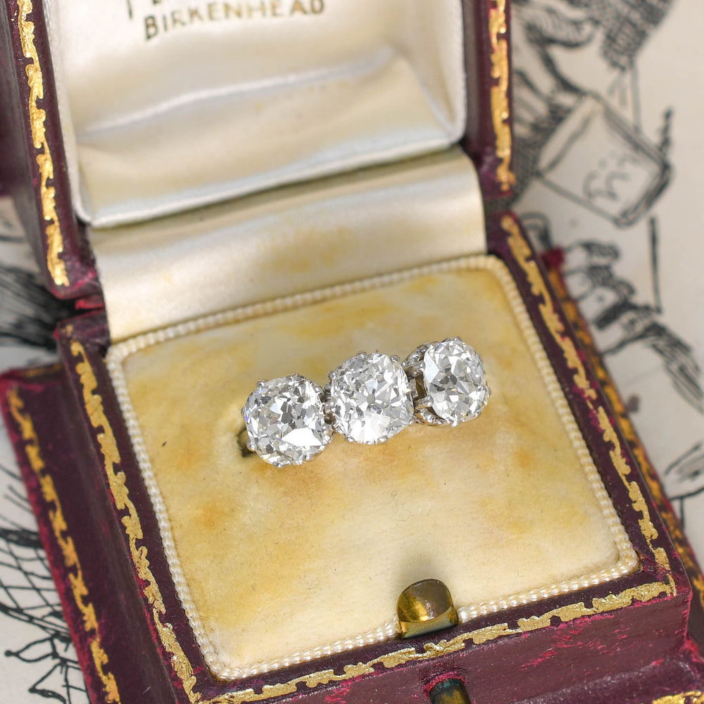 Edwardian 4.05ct Diamond Trilogy Engagement Ring