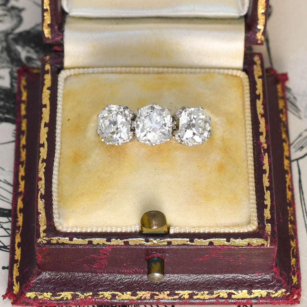 Edwardian 4.05ct Diamond Trilogy Engagement Ring