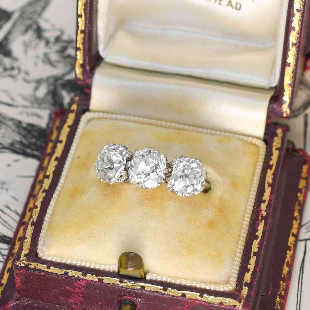 Edwardian 4.05ct Diamond Trilogy Engagement Ring