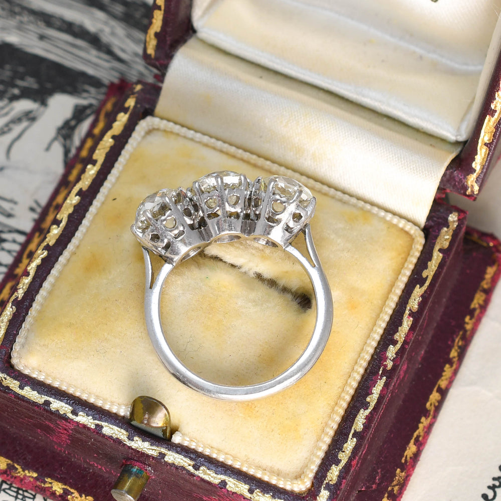 Edwardian 4.05ct Diamond Trilogy Engagement Ring
