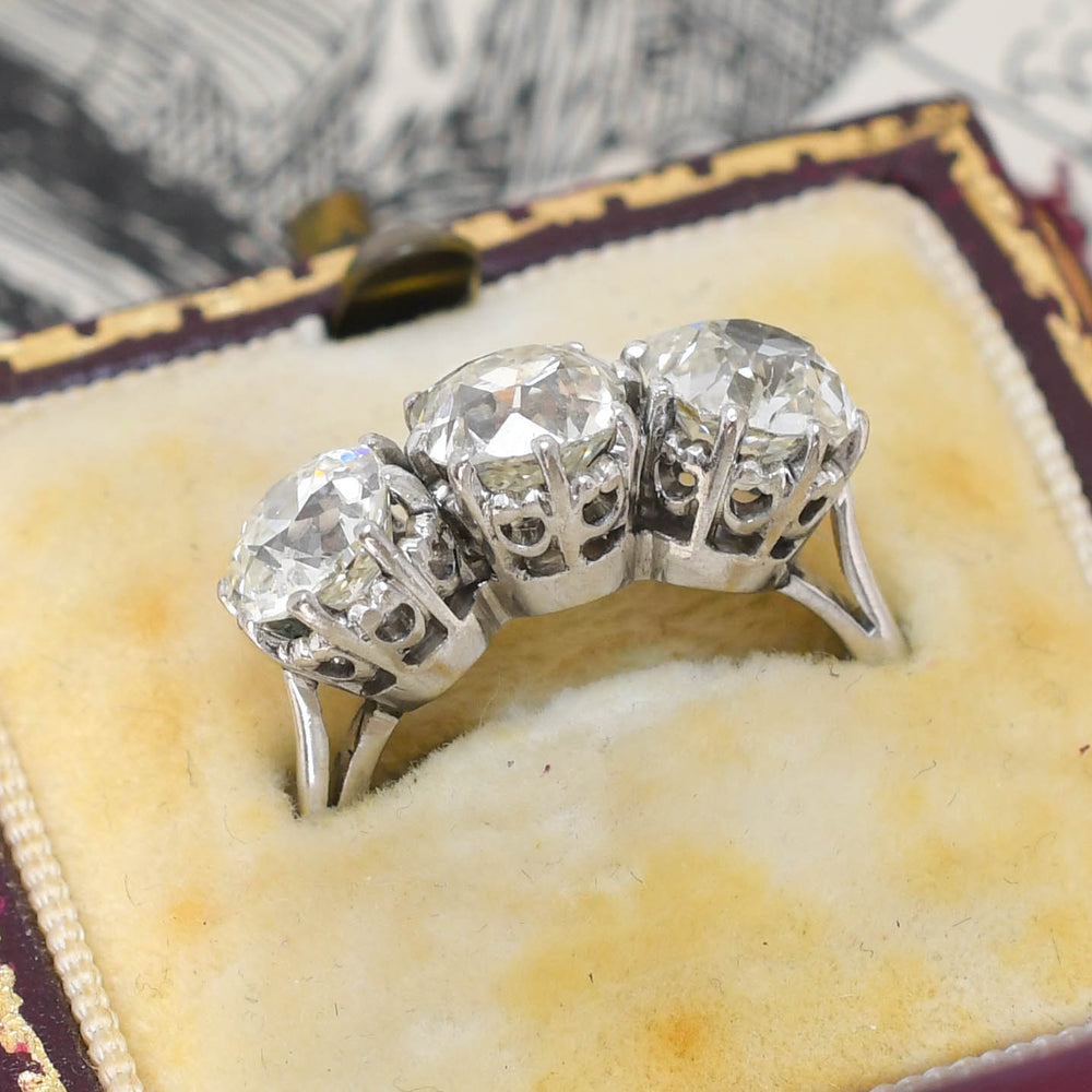 Edwardian 4.05ct Diamond Trilogy Engagement Ring