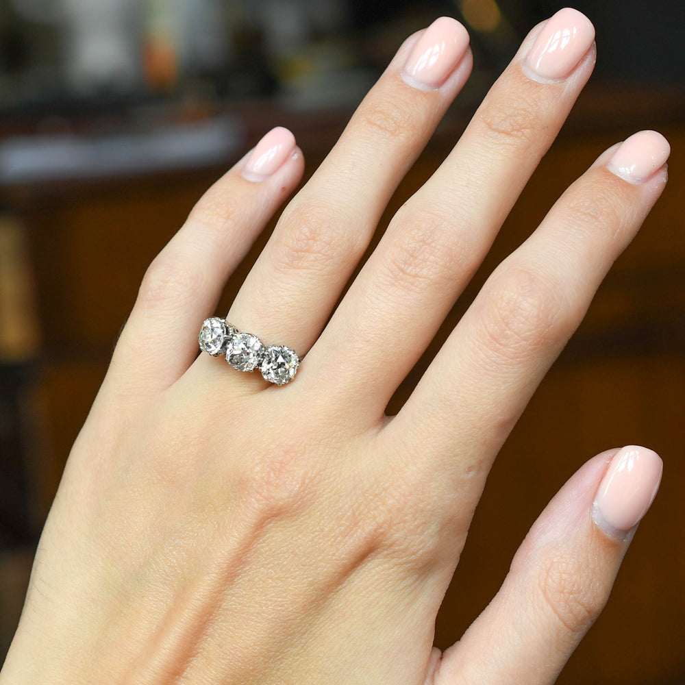 Edwardian 4.05ct Diamond Trilogy Engagement Ring