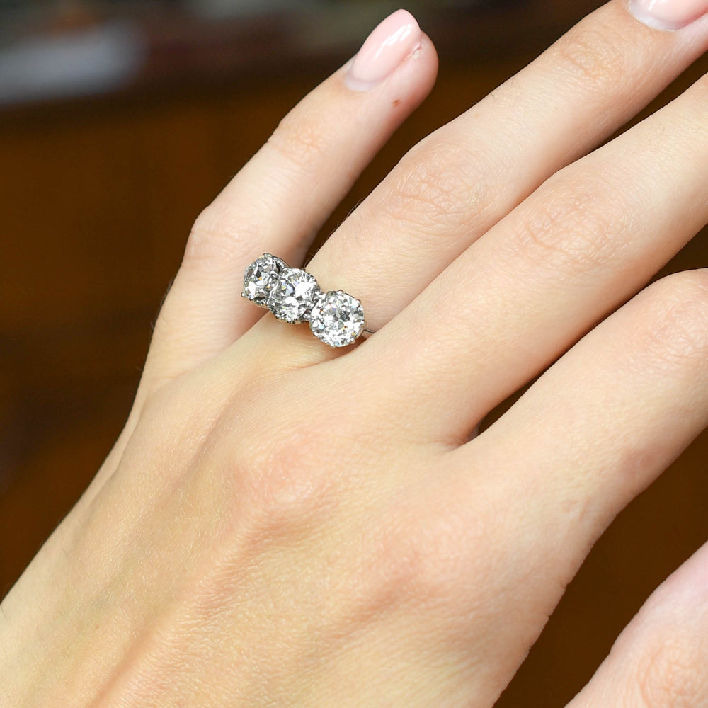 Edwardian 4.05ct Diamond Trilogy Engagement Ring