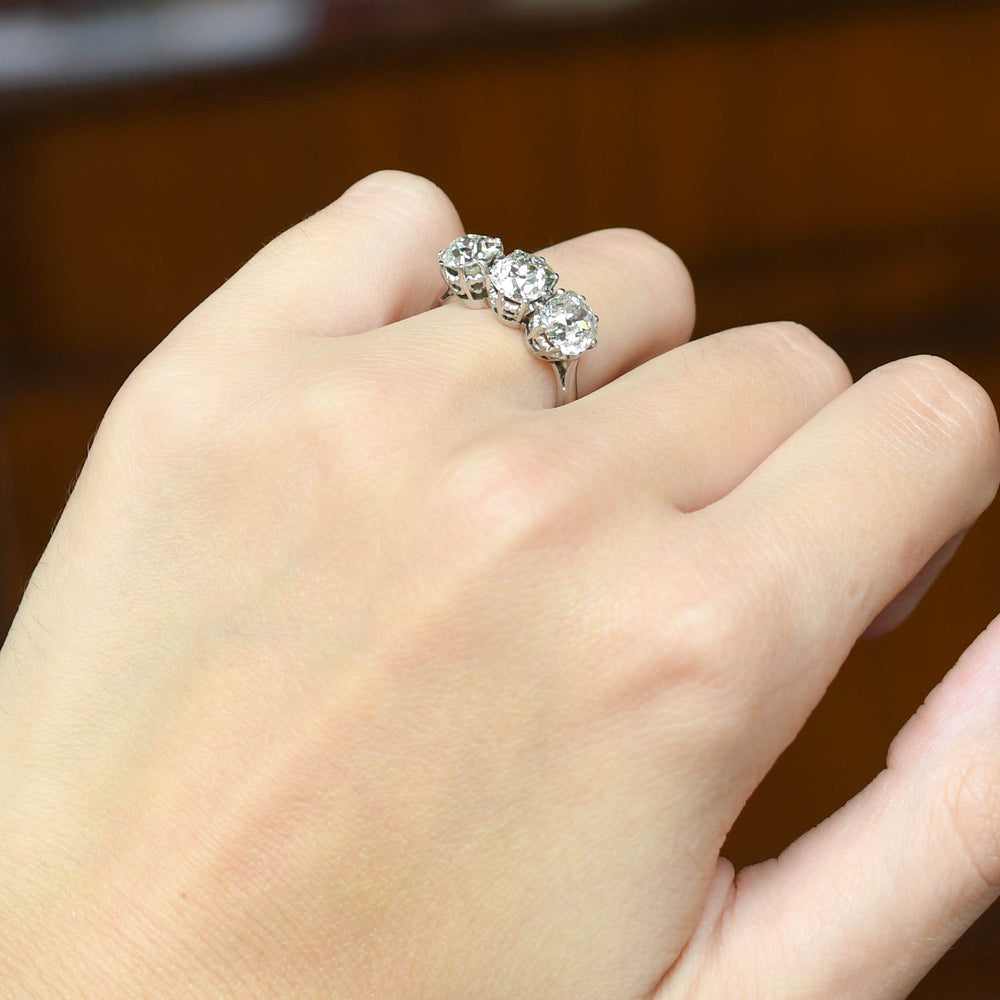 Edwardian 4.05ct Diamond Trilogy Engagement Ring