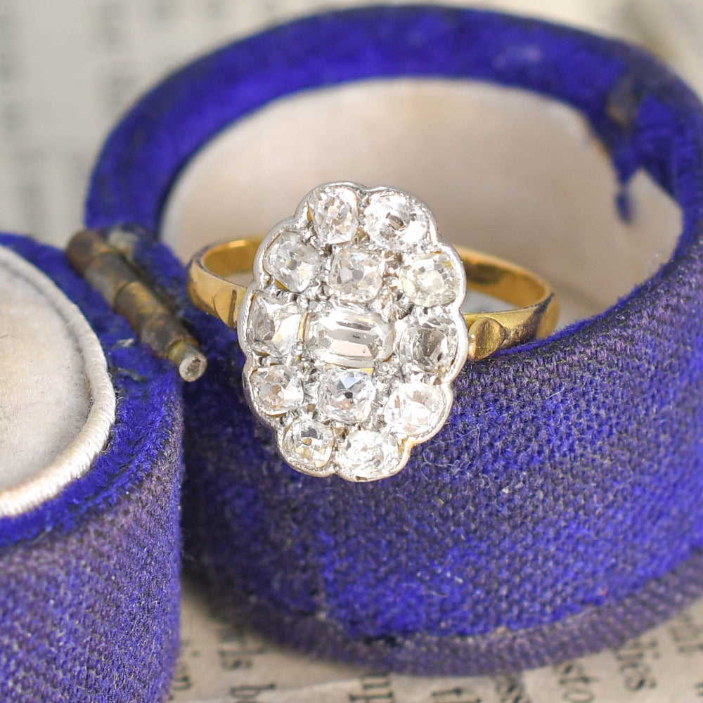Victorian Mixed Cut Diamond Panel Cluster Ring