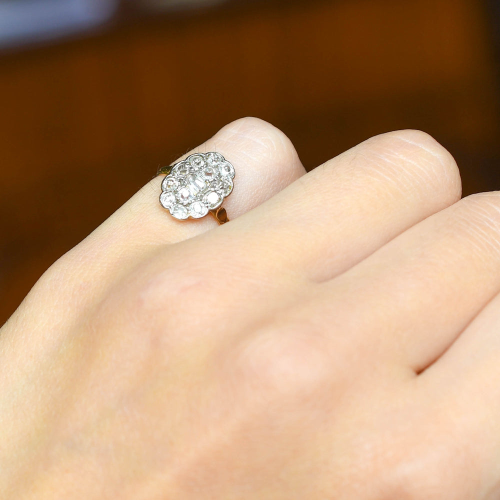 Victorian Mixed Cut Diamond Panel Cluster Ring