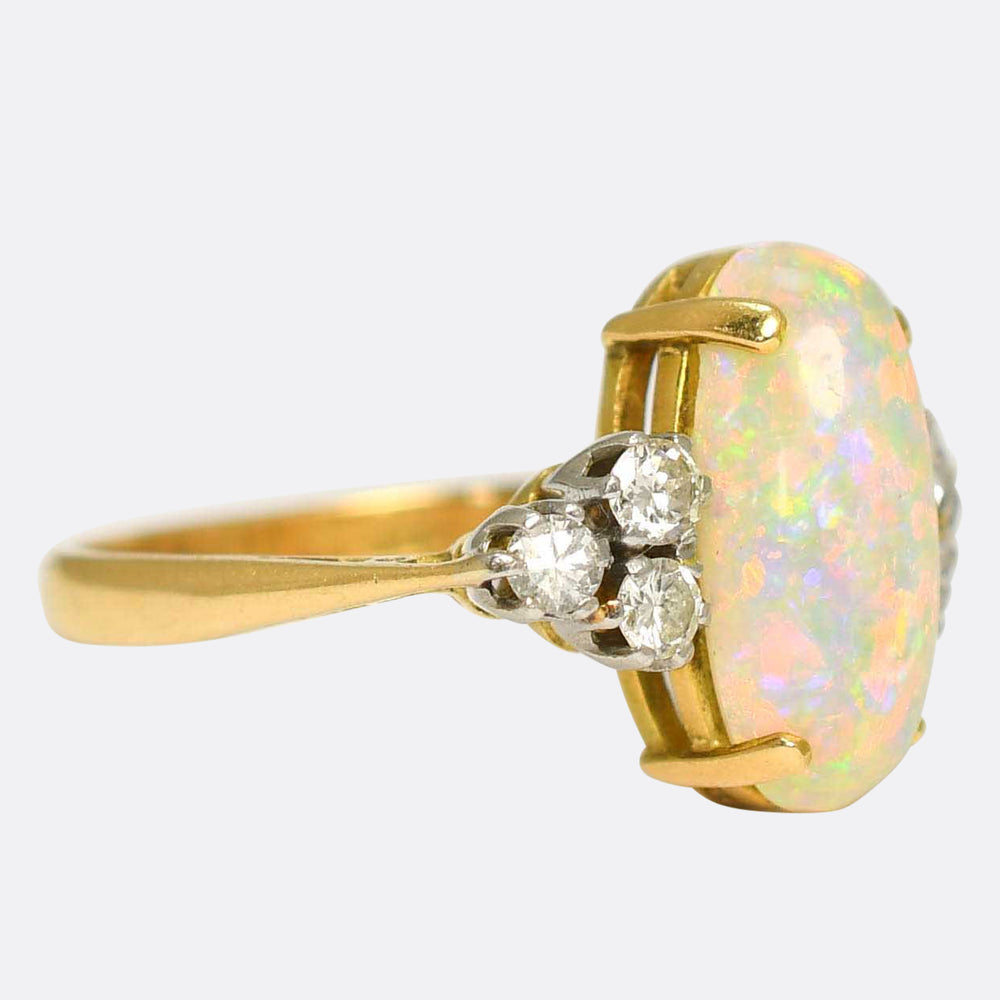 Art Deco Opal & Diamond Cluster Ring
