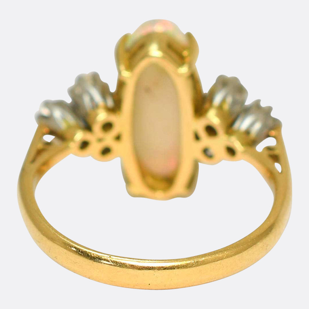 Art Deco Opal & Diamond Cluster Ring