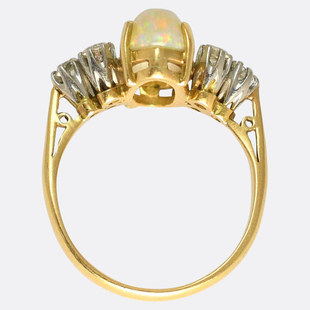 Art Deco Opal & Diamond Cluster Ring