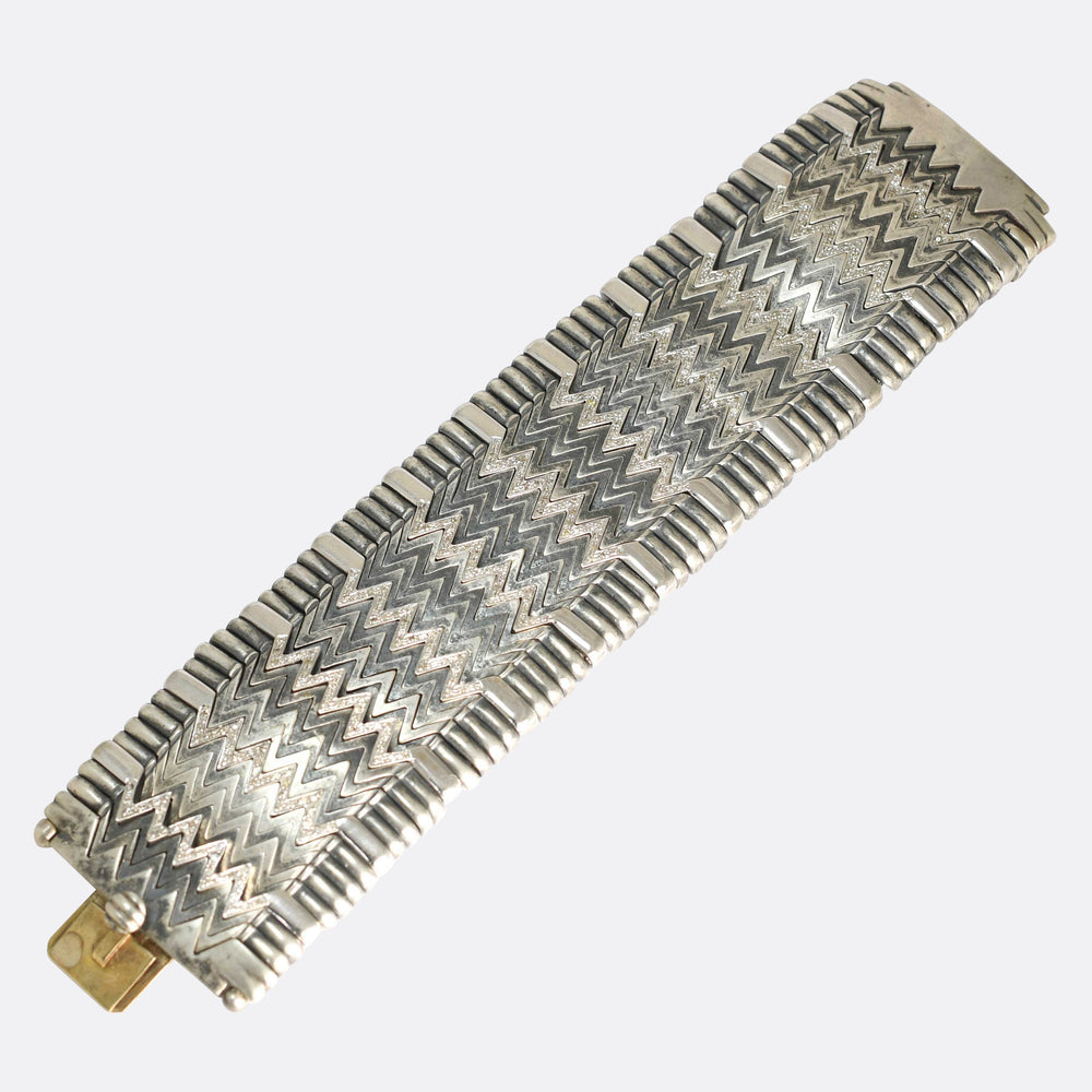 Vintage Diamond & Sterling Silver Statement Bracelet