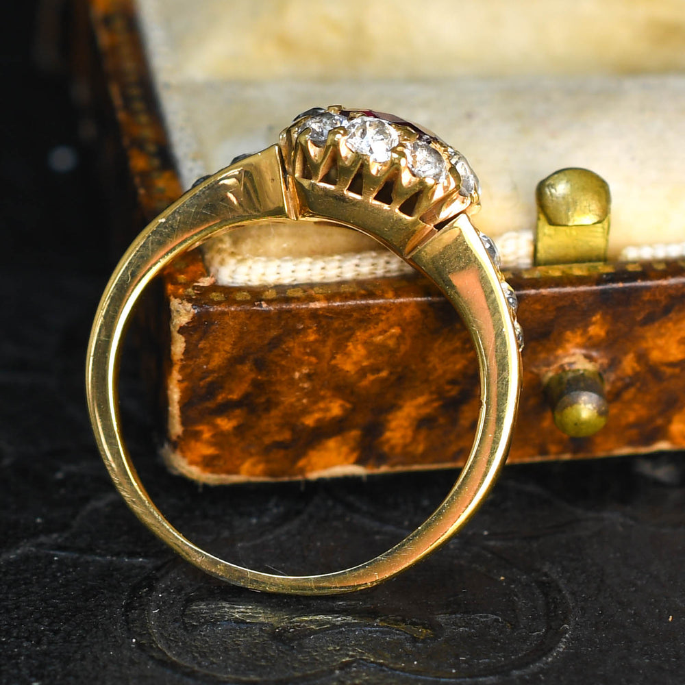 Victorian Ruby & Old Cut Diamond Cluster Ring