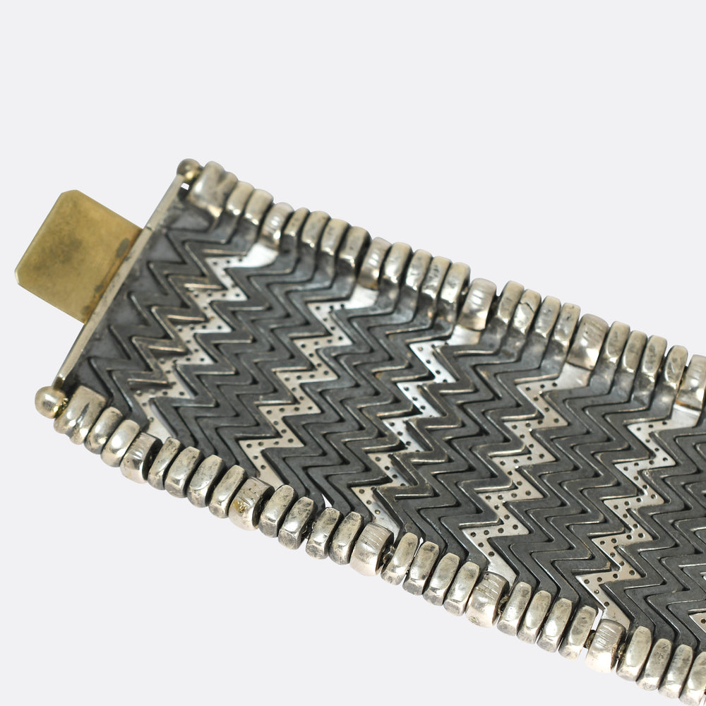 Vintage Diamond & Sterling Silver Statement Bracelet