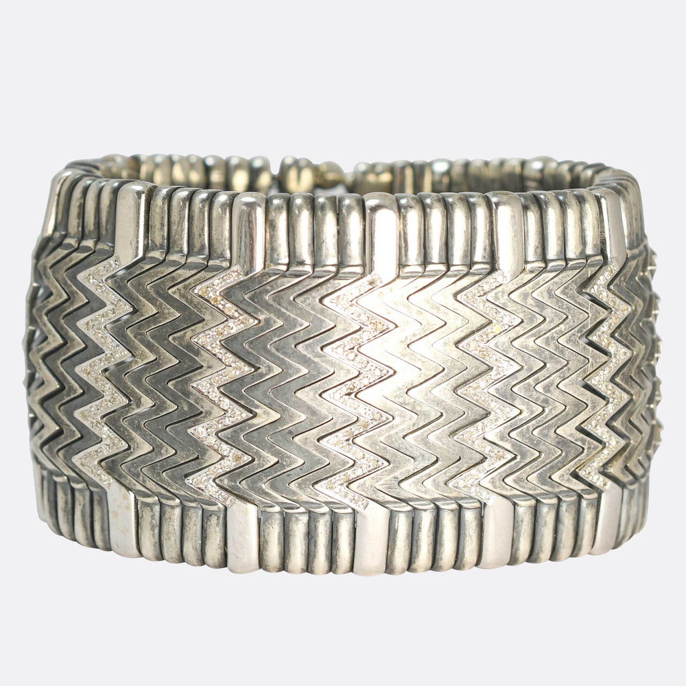 Vintage Diamond & Sterling Silver Statement Bracelet
