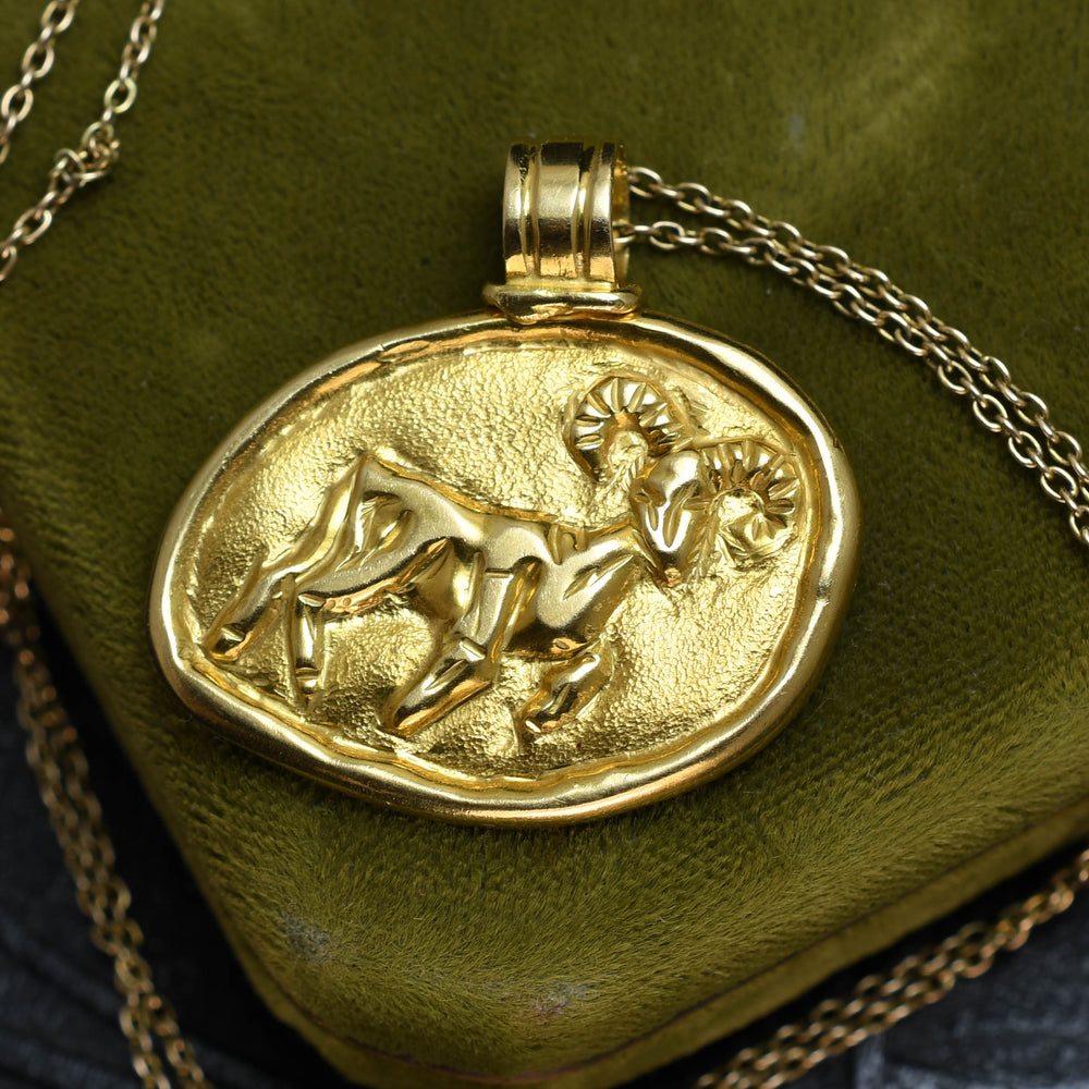 Vintage 18k Gold Aries Pendant