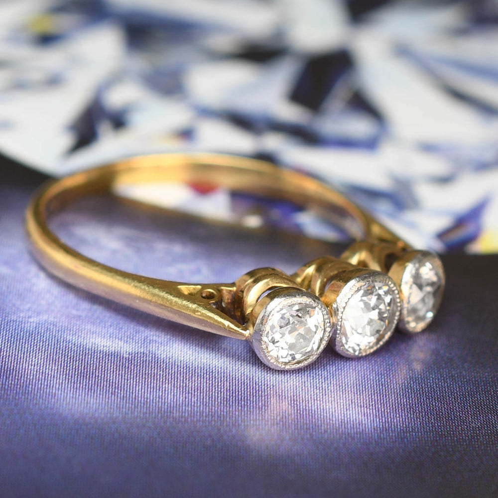 Edwardian Diamond Bezel Trilogy Ring