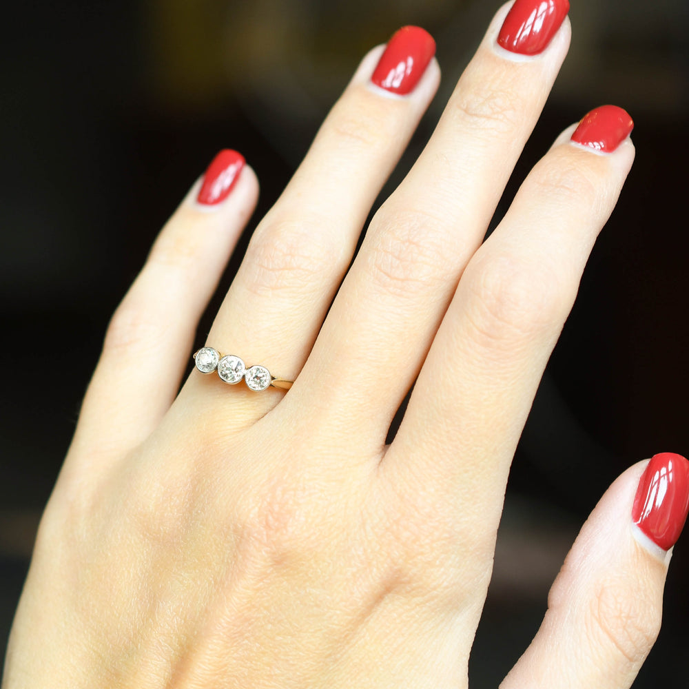 Edwardian Diamond Bezel Trilogy Ring