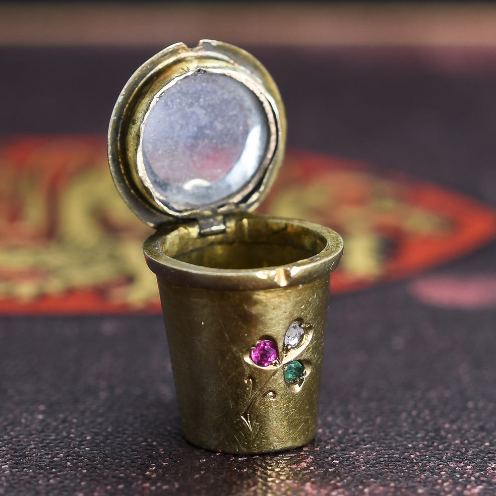 Victorian Ruby, Emerald & Diamond Trefoil Tankard Charm