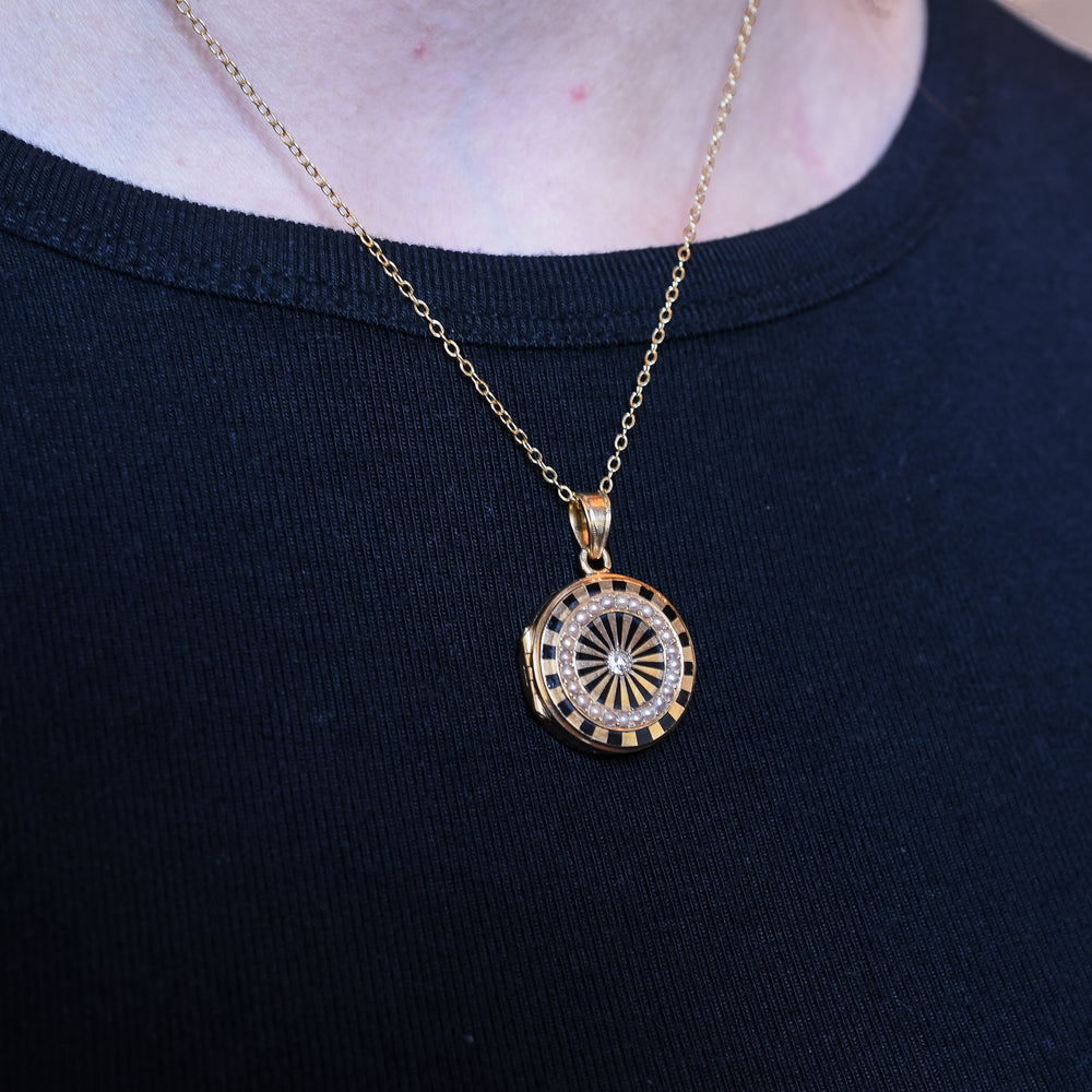 Victorian Diamond, Pearl & Enamel Family Locket