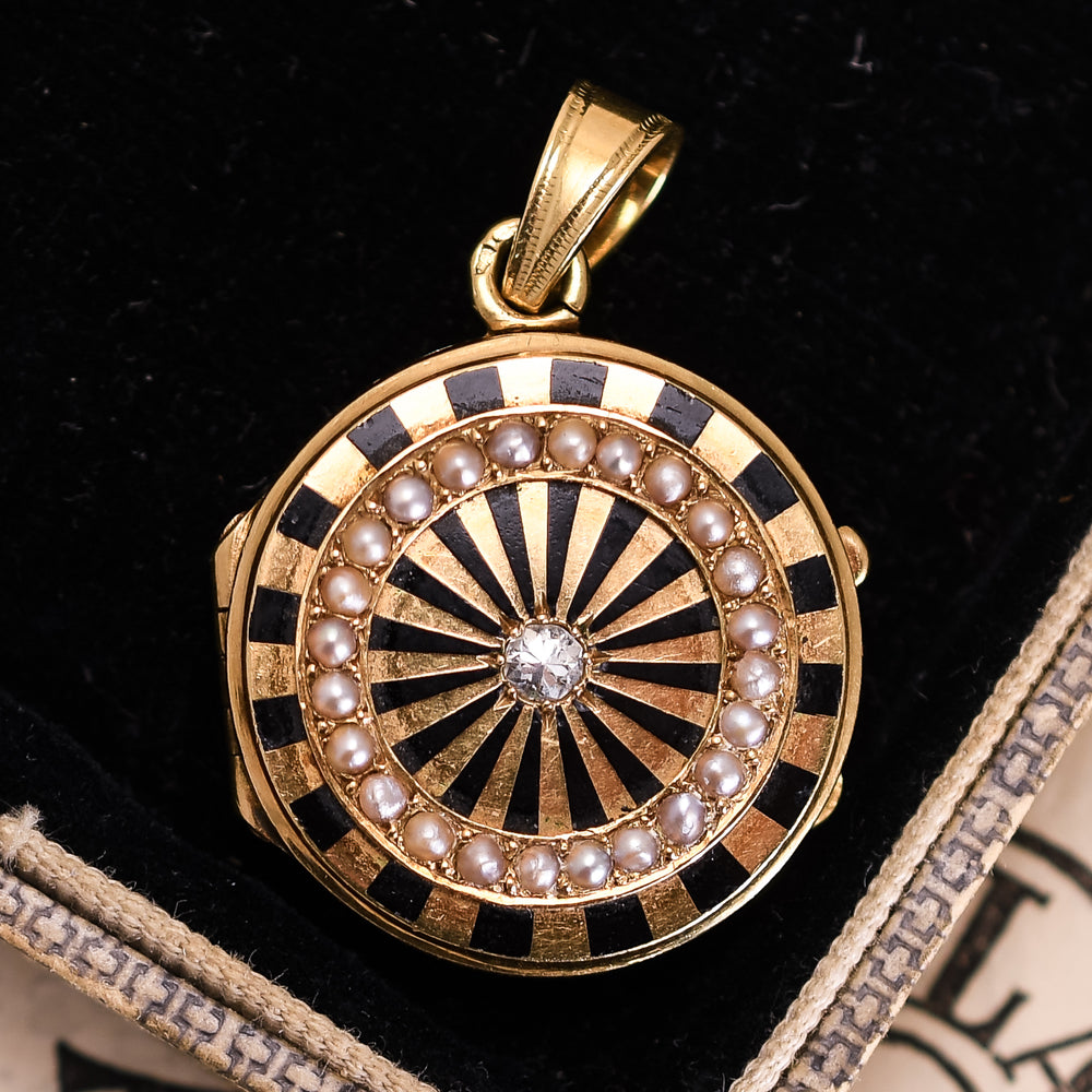Victorian Diamond, Pearl & Enamel Family Locket