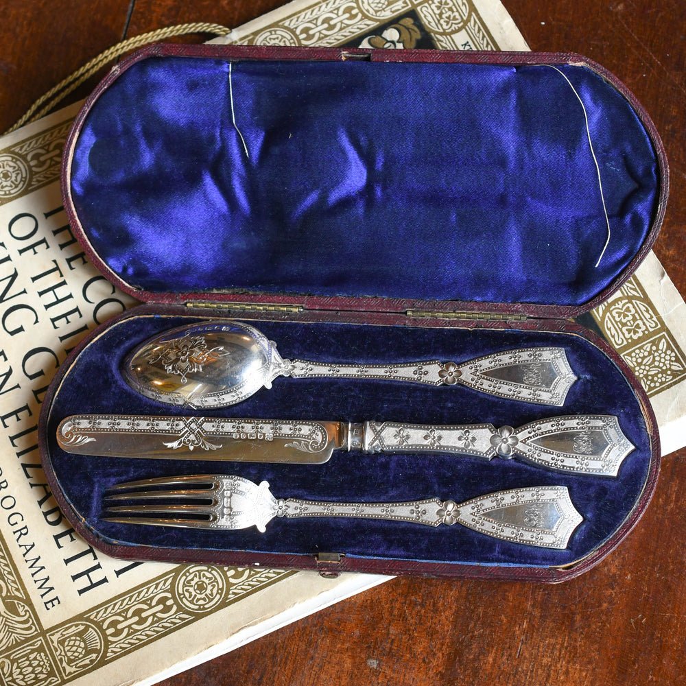 Victorian Silver Christening Set in Fitted Box
