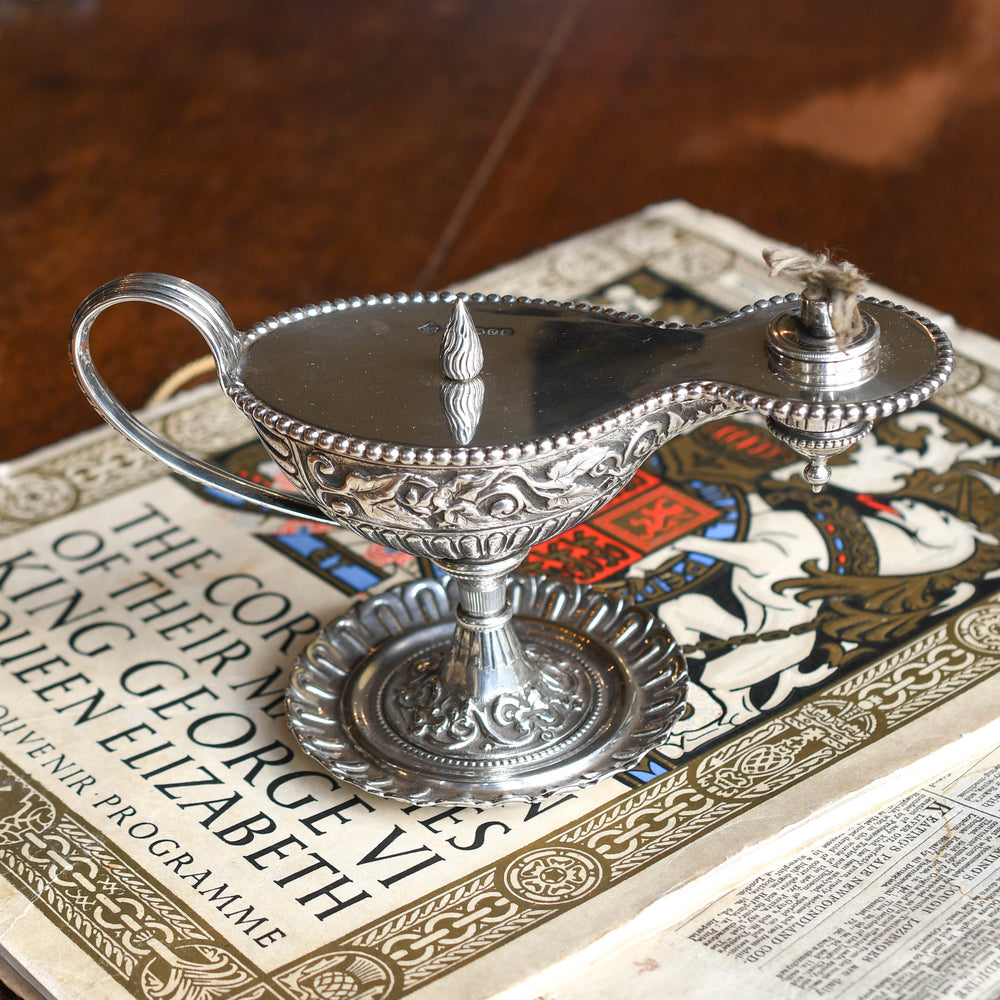 Antique Sterling Silver Table Lighter Lamp