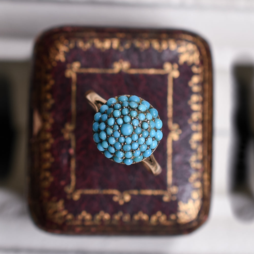 Victorian Pavé Turquoise Bombé Ring