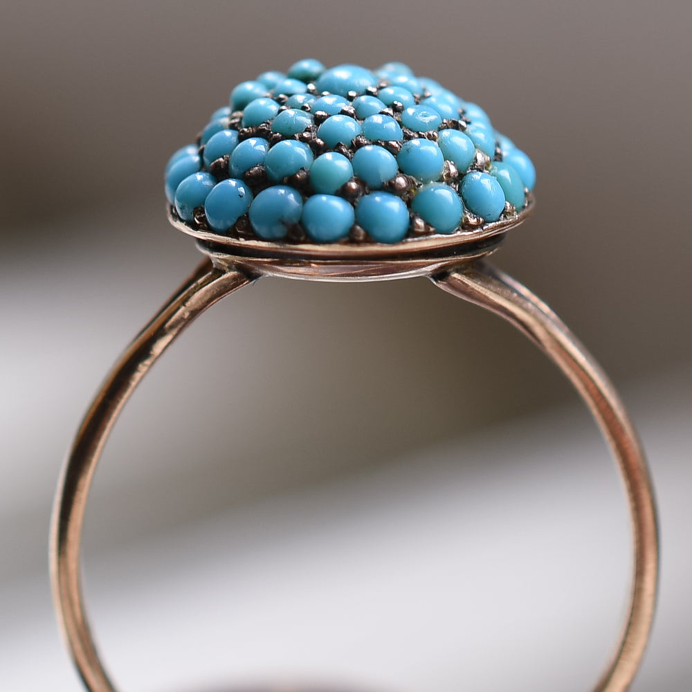 Victorian Pavé Turquoise Bombé Ring