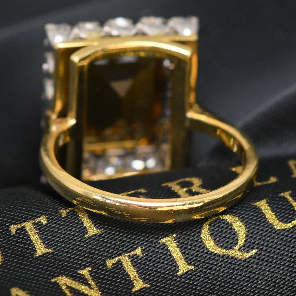 Art Deco 4.8ct Citrine & Diamond Cluster Ring