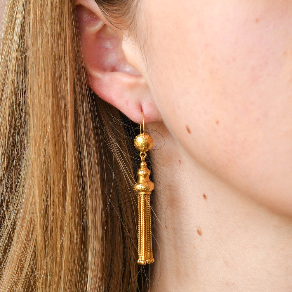 Victorian 15k Gold Tassel Earrings