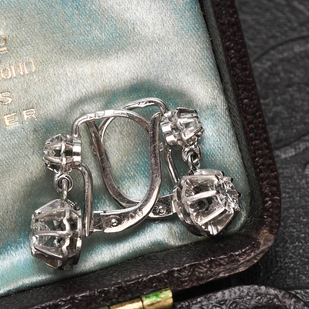 Antique French Diamond Drop Earrings