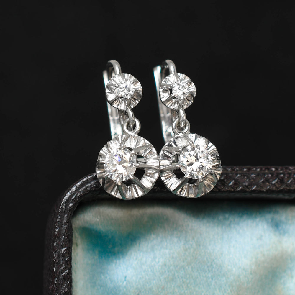 Antique French Diamond Drop Earrings