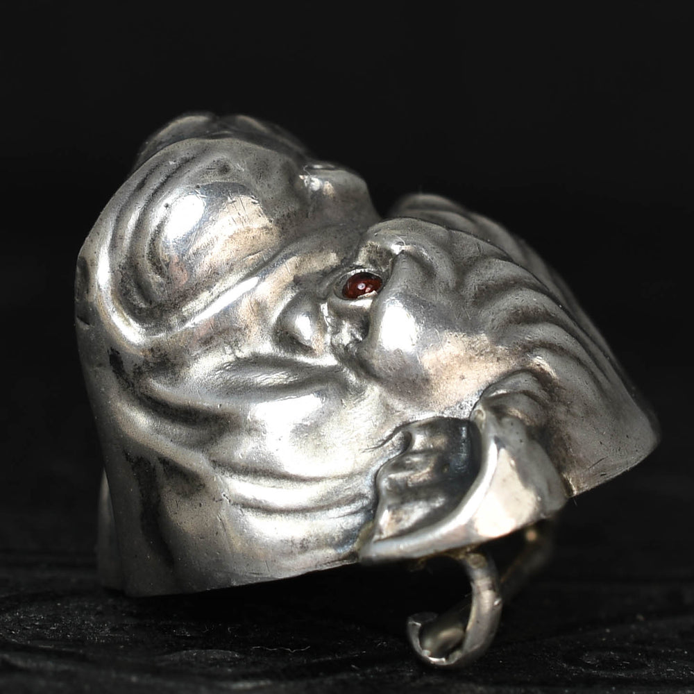 Victorian Silver Paste Bull Dog Brooch