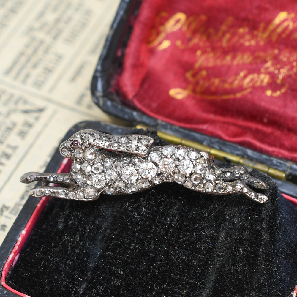 Victorian Diamond Hare Brooch