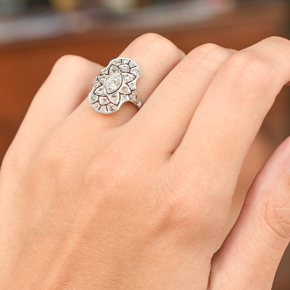 Antique French Diamond Panel Cluster Ring