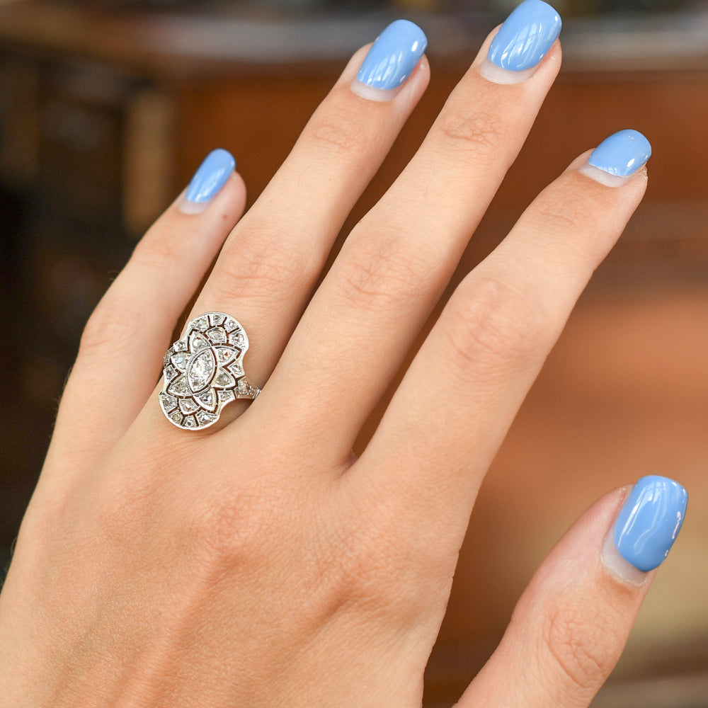 Antique French Diamond Panel Cluster Ring