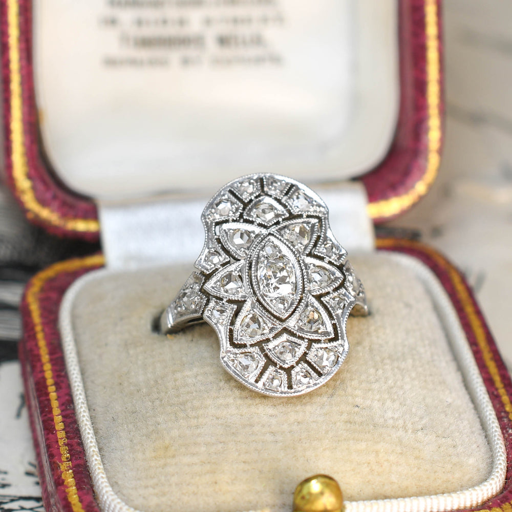 Antique French Diamond Panel Cluster Ring