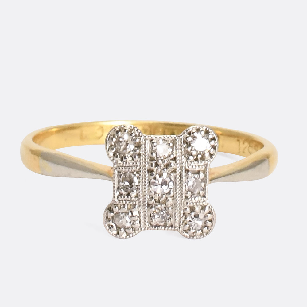 Edwardian Diamond Square Cluster Ring