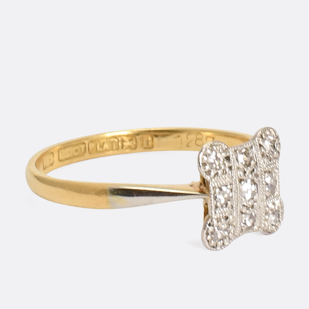 Edwardian Diamond Square Cluster Ring