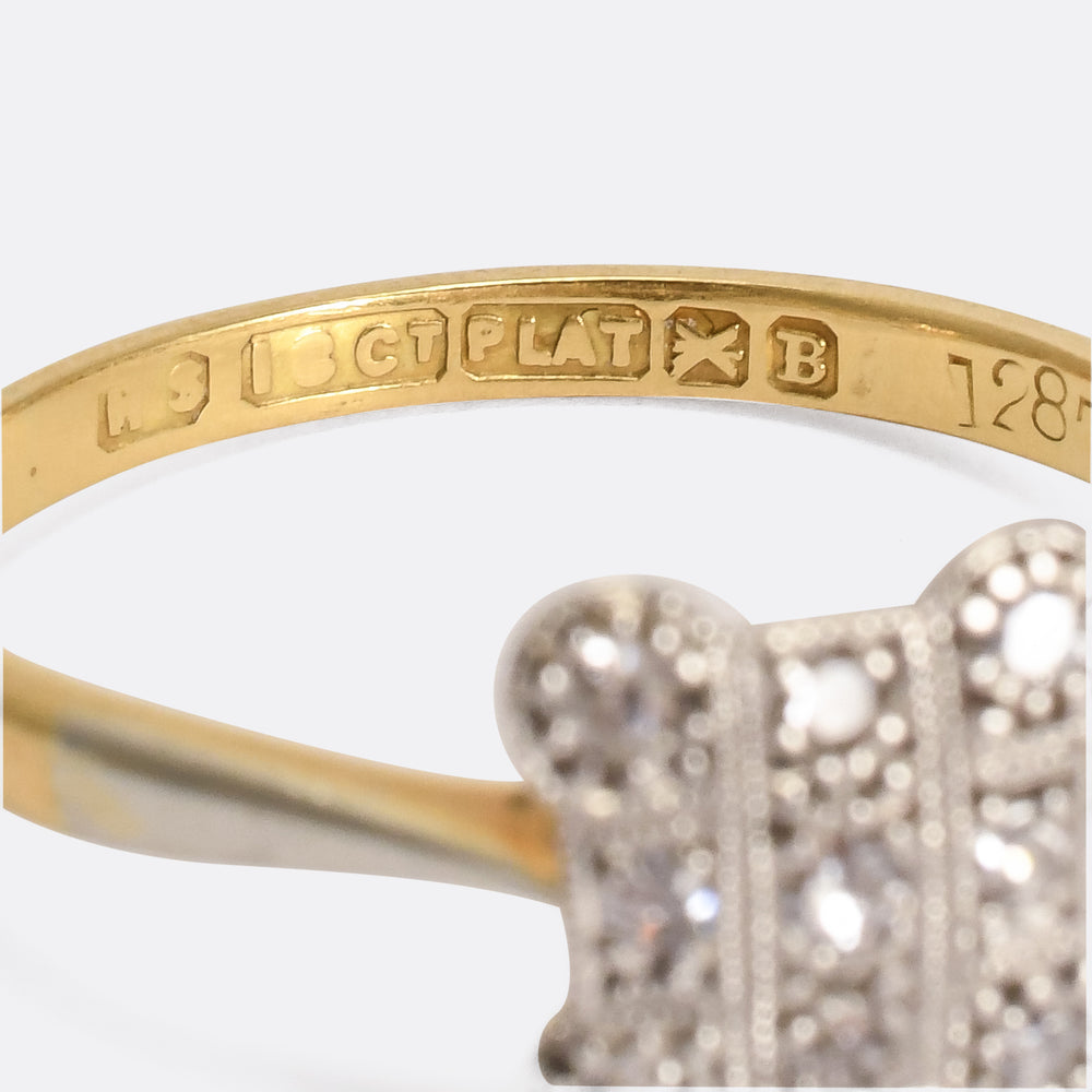 Edwardian Diamond Square Cluster Ring