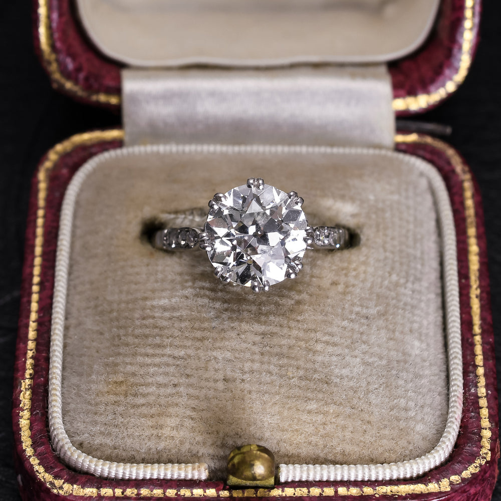 Antique 3.01ct Old European Cut Diamond Solitaire Engagement Ring