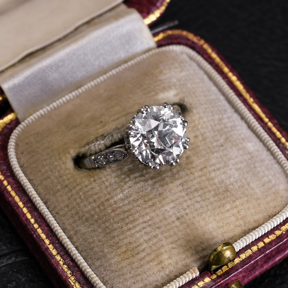 Antique 3.01ct Old European Cut Diamond Solitaire Engagement Ring