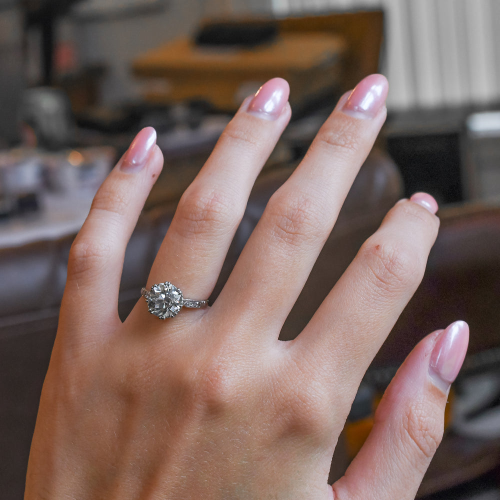 Antique 3.01ct Old European Cut Diamond Solitaire Engagement Ring