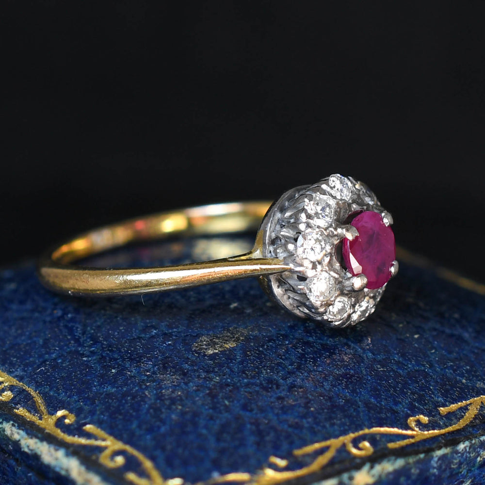 Victorian Ruby & Diamond Cluster Ring