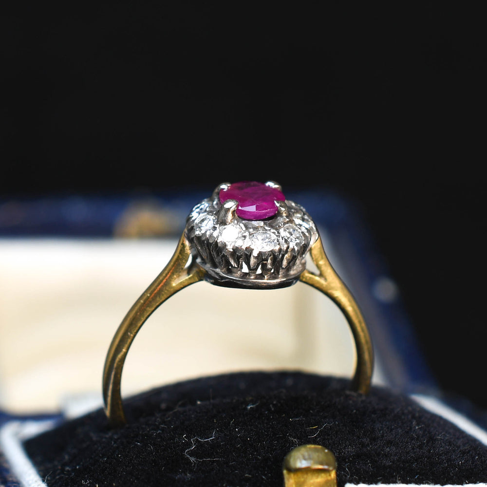 Victorian Ruby & Diamond Cluster Ring