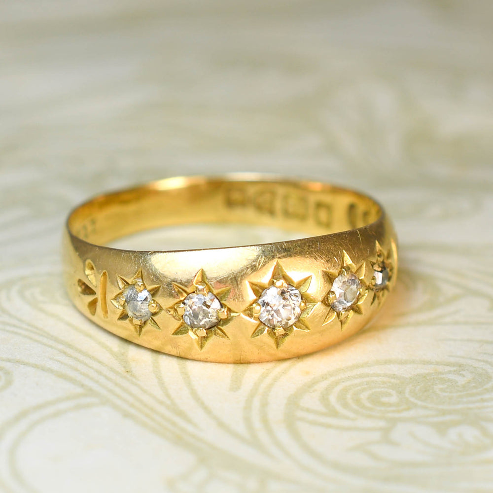 Edwardian 5-Stone Diamond Star Gypsy Ring