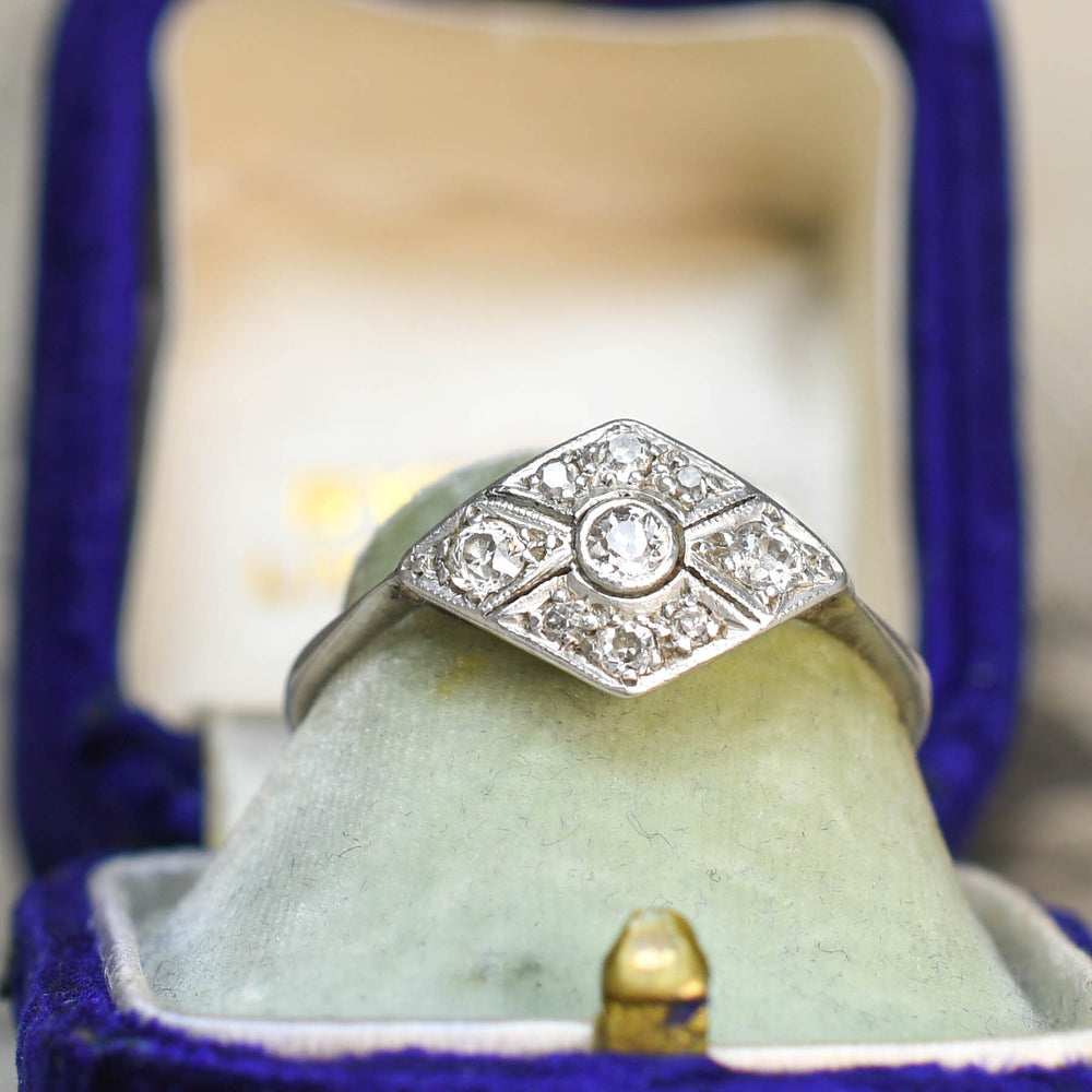 Art Deco Diamond Rhombus Cluster Ring