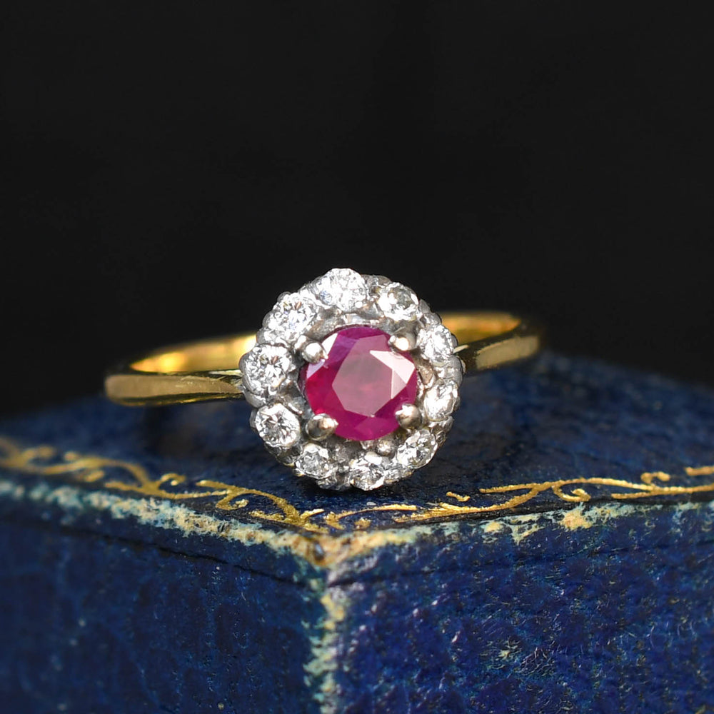 Victorian Ruby & Diamond Cluster Ring